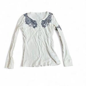 Vintage Oilily Cream Long Sleeve Top Coquette Y2K Henley